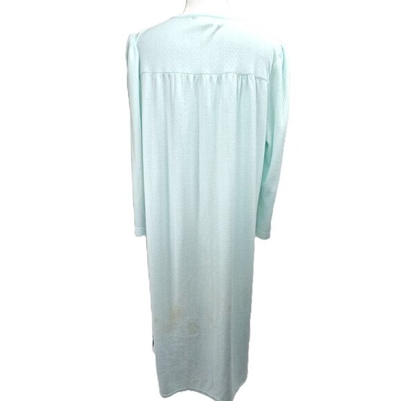 Vintage Collette by Miss Elaine Aqua Teal Gown Towel Blue Embroidered  Nightgown - Picture 6 of 8